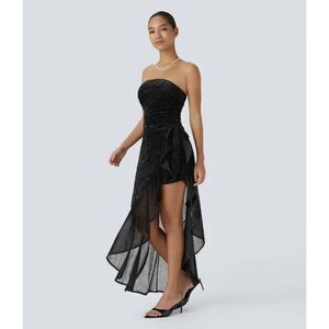 Halara Velvet Mesh Ruffle Maxi Skirt